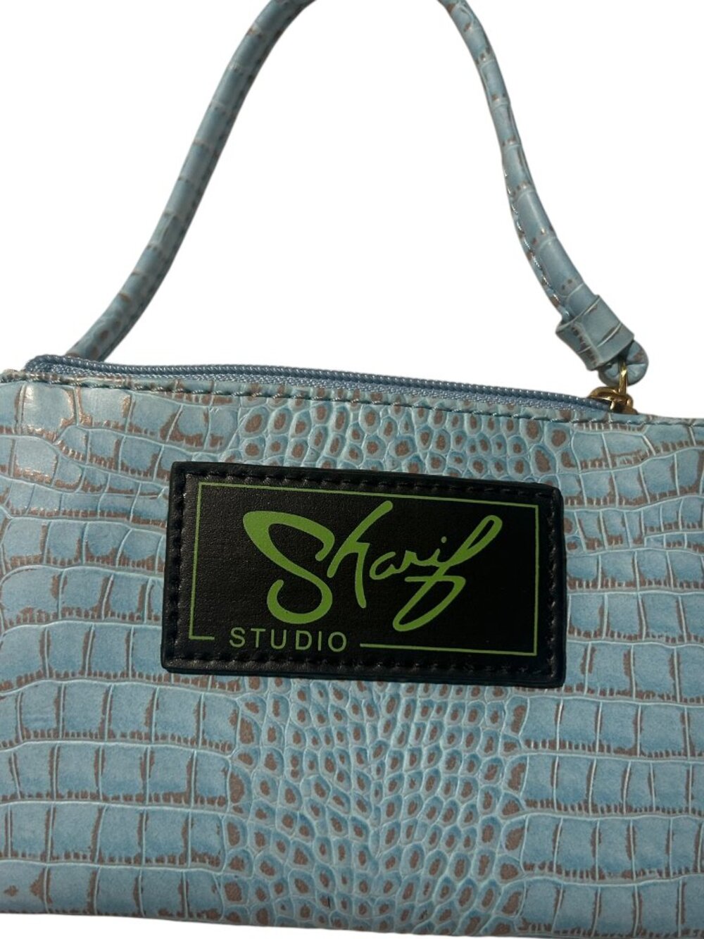 Sharif Studio Croc Embossed Clutch In Tiffany Blue